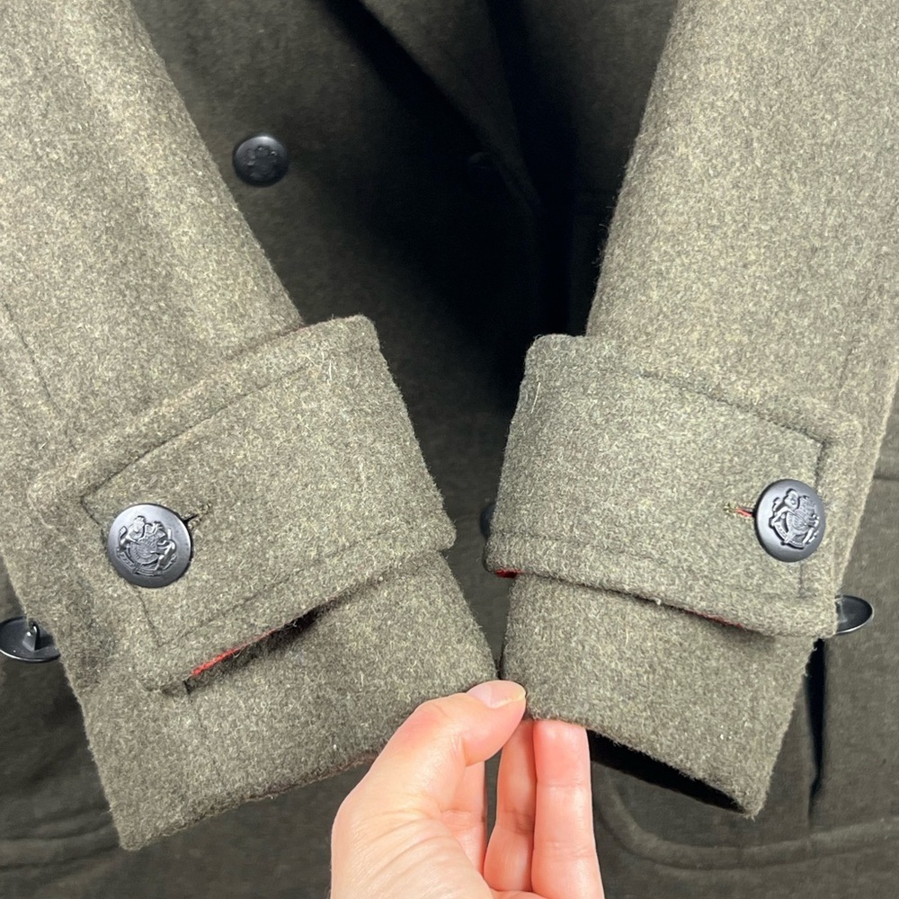 Zara Olive Green/Red Wool Blend Coat Excellent Condition XS - Picture 6 of 9